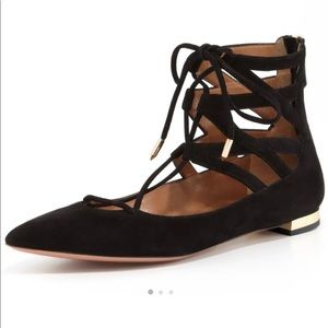 AQUAZURRA Belgravia Lattice Suede Flat, Black